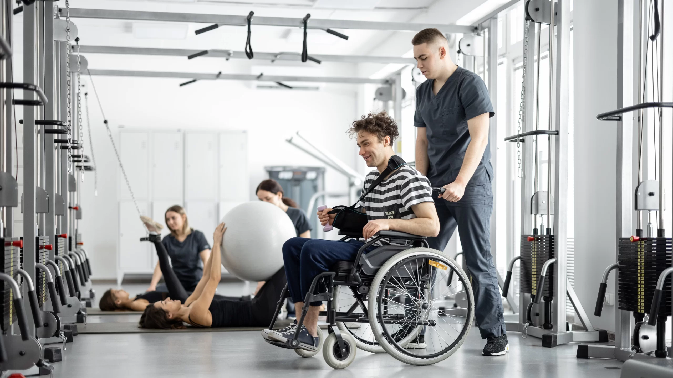 People exercising at rehabilitation center